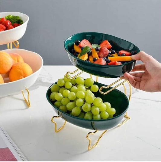 2 LAYERS CERAMIC FRUIT PLATTER